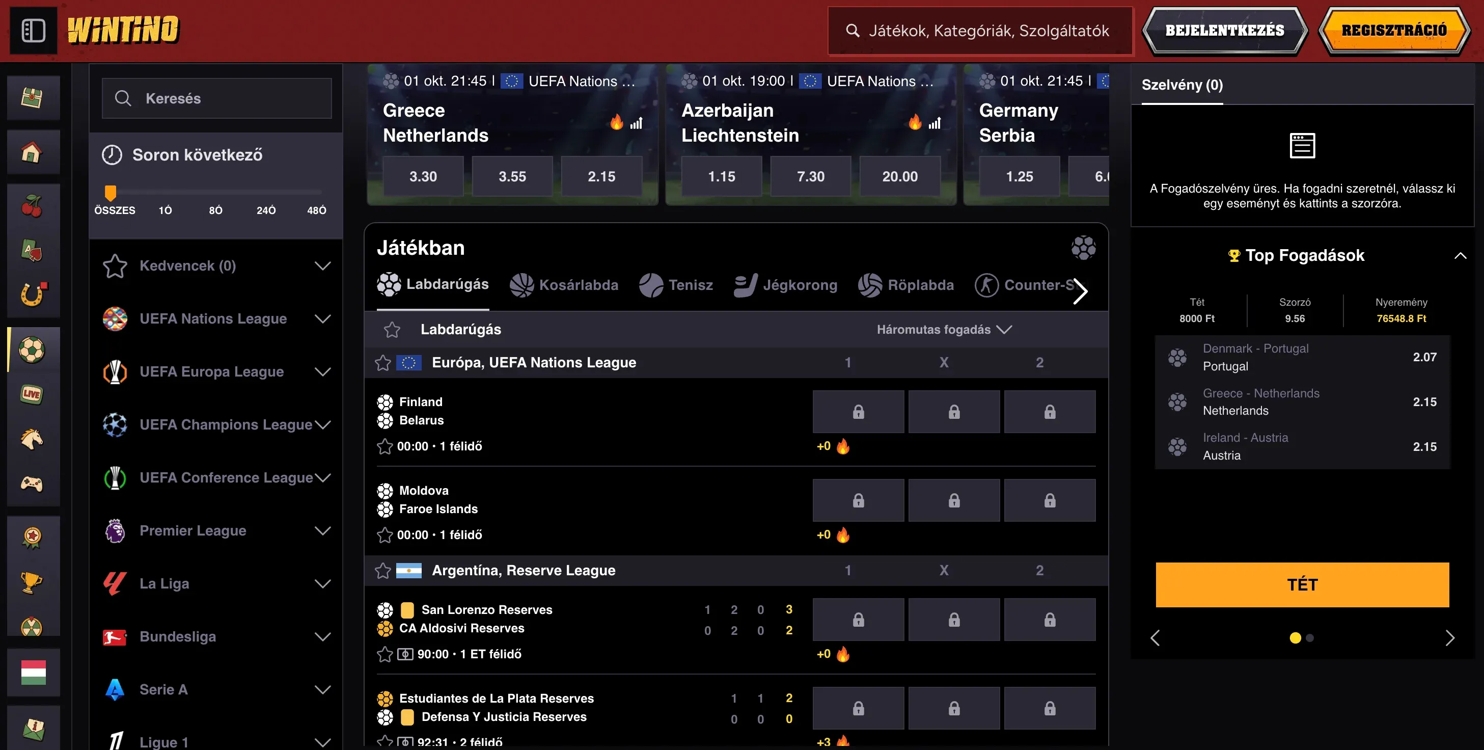 Sports Betting at Wintino
